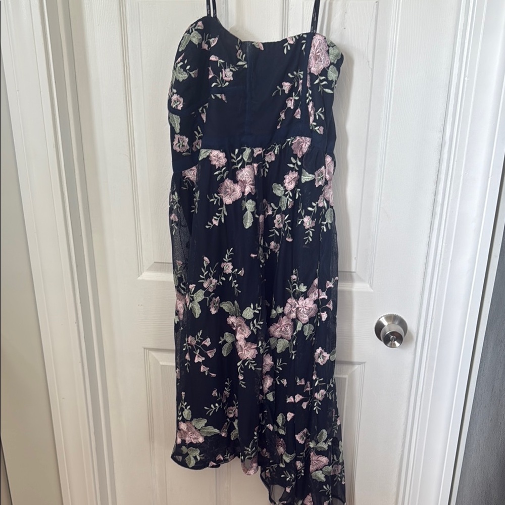 City Chic Floral Midi Dress - Black and Pink